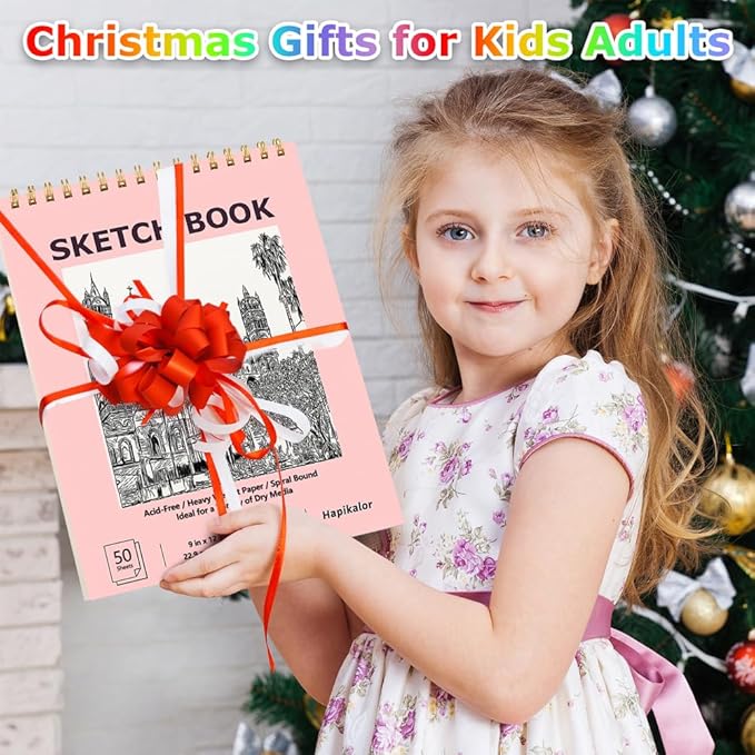 9" x 12" sketch book, 2-pack 50 sheets spiral bound art sketchbook, acid free artist drawing book paper, art supplies for kids, craft activities, sketch paper for drawing coloring sketching(pink)