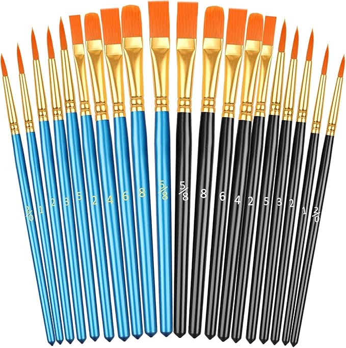 20 Pcs Paint Brushes, Acrylic Painting Brush Set, Watercolor Brushes, Acrylic Brushes for Oil Watercolor, Miniature Detailing, and Rock Painting