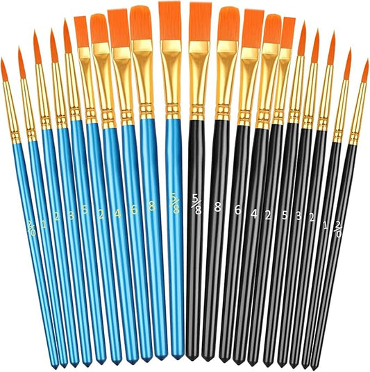 20 Pcs Paint Brushes, Acrylic Painting Brush Set, Watercolor Brushes, Acrylic Brushes for Oil Watercolor, Miniature Detailing, and Rock Painting