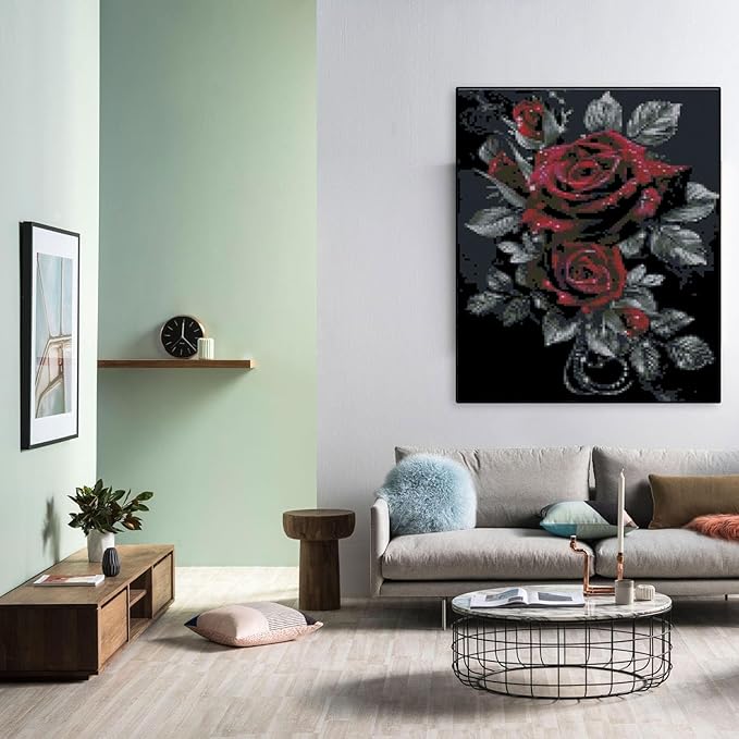 Flowers Stamped Cross Stitch Kits Flowers Cross Stitch Patterns,Dimensions Cross Stitch Kits Embroidery Kit Arts and Crafts for Beginners 15.7x11.8 inch