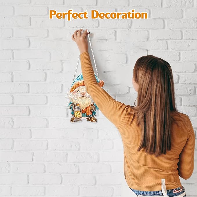 GHHKUD Hanging Diamond Art Christmas Pendants Kits, DIY Hanging Decoration Double Sided Gnomes Diamond Pinting Ornaments for Adults Kids Gifts for Home Decor
