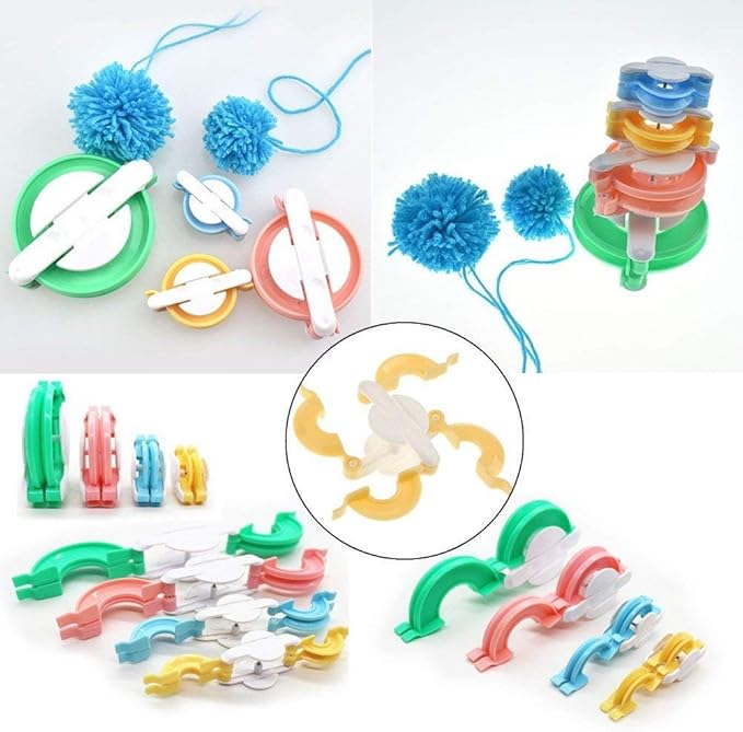 Knewmart Pompom Maker,4 Sizes Pom pom Makers for Fluff Ball Weaver Needle Craft DIY Wool Knitting Craft Tool Set Decoration (8)