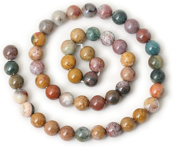 45PCS 8mm Natural Marine Agate Round Loose Beads for Jewelry Making DIY Findings 1 Strand 15"
