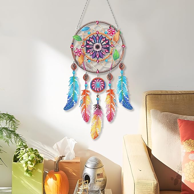 DIY Dream Catchers Diamond Painting Kit - Handmade Craft for Boho Decor, Symbol of Good Dreams & Positive Energy, All-Inclusive Crafts for Adults (Vibrant)