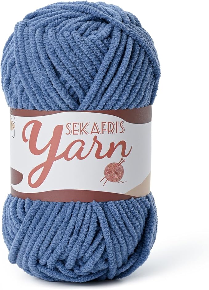 Fluffy Velvet Yarn for Crocheting，Baby Blanket Yarn for Crocheting Soft，50g(65.6yds) Amigurumi Yarns，Plush Chenille Crochet Yarns，Puzzle Yarn for Crochet Weaving Craft(Navy Blue)
