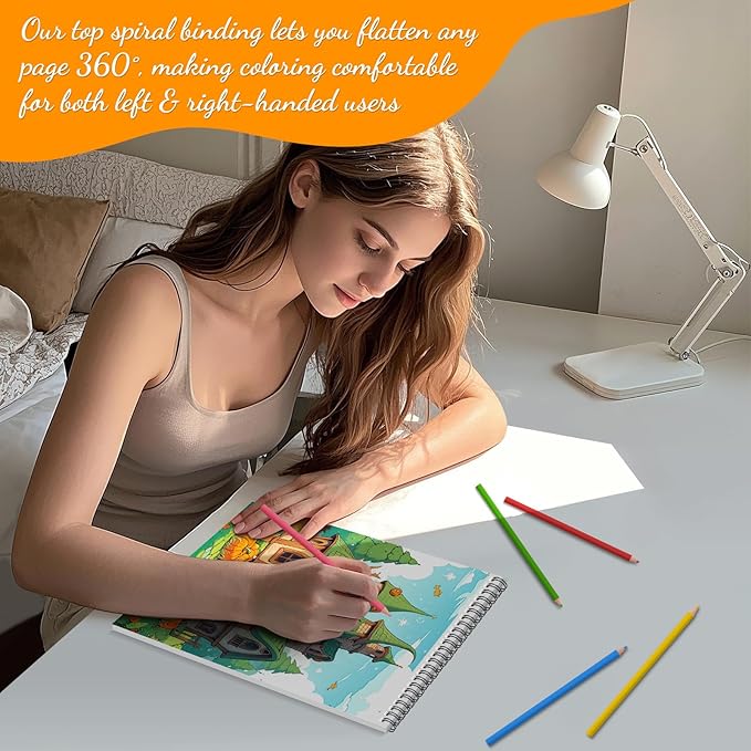 Coloring Books for Adults Relaxation Coloring Book for Women Spiral Bound Printed On One Side Thick Paper Mindfulness Halloween Gifts, Mindfulness Coloring Book 24 Coloring Pages