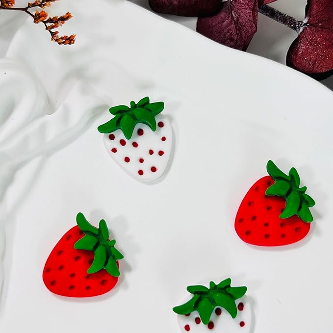Xaekicr 2 Pcs Strawberry Polymer Clay Cutters Set – Cute Heart Clay Cutters & Texture Molds for Earrings Making, Clay Tools for DIY Polymer Clay Jewelry