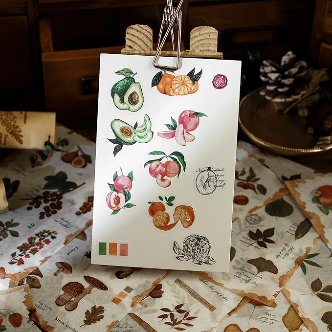 Dizdkizd Nature Botanical Stickers for Journaling, Ephemera Sticker Book, Translucent Washi Sticker for Scrapbooking - 20 Sheets (200 Pieces)