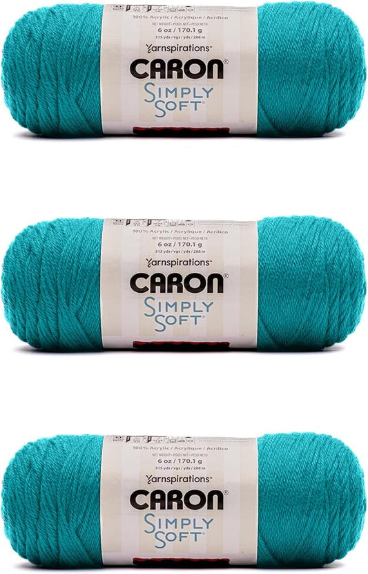 Caron Simply Soft Blue Mint Brites Yarn - 3 Pack of 170g/6oz - Acrylic - 4 Medium (Worsted) - 315 Yards - Knitting/Crochet