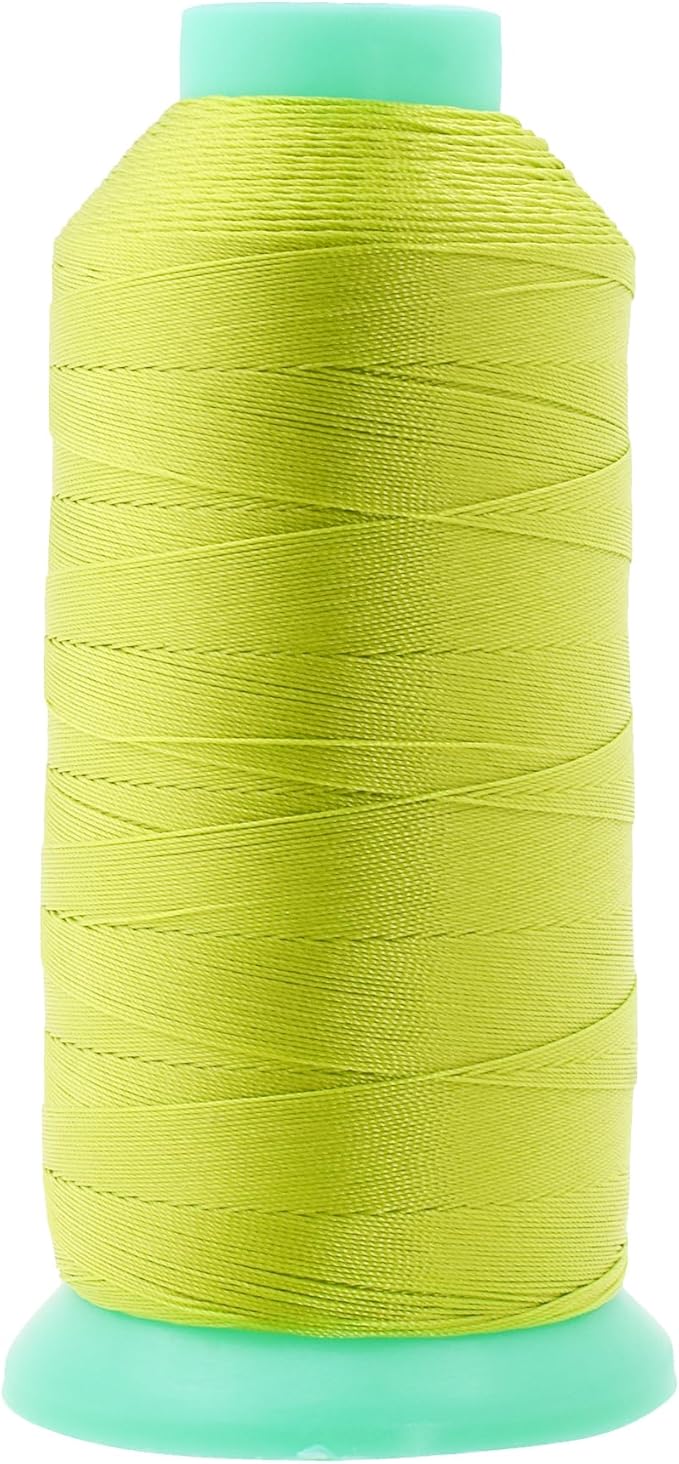 Mandala Crafts Size 92 280D T90 Bonded Nylon Thread - Lime Green 1100 YDs Tex 90 Heavy Duty Sewing Threads for Leather, Jeans, Weaving, Outdoor Marine Upholstery