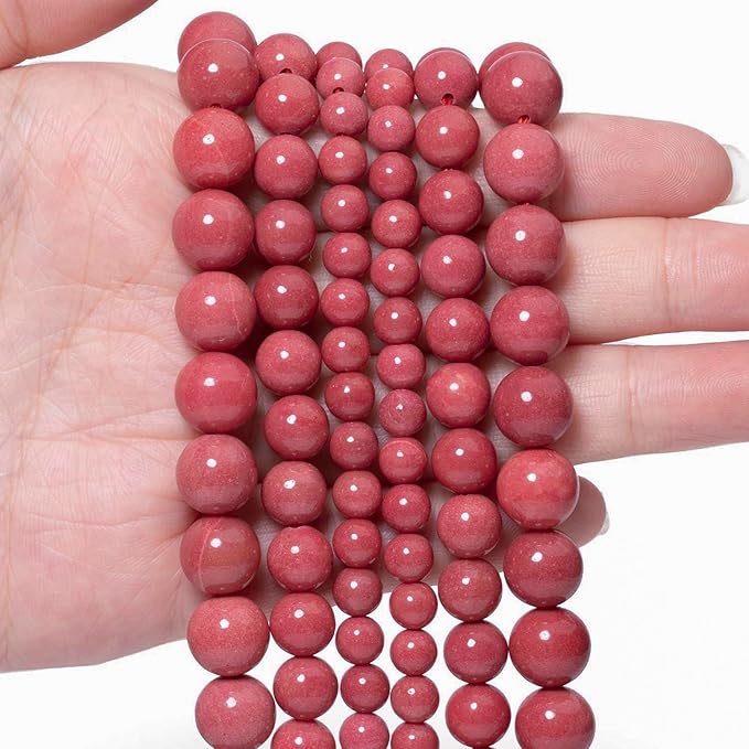 Stone Beads, 45pcs Rhodochrosite, 8mm Round Loose Beads for Jewelry Making, Bracelets, with Bag, String & Card