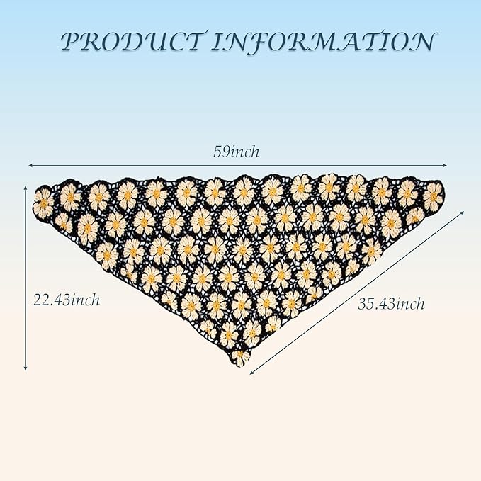 Noocro Crochet Kit for Intermediate or Advanced Levels, Complete Craft Kit for a Floral Daisy Shawl with Step by Step Video Tutorials Detailed Instructions, Perfect Holiday Gift or DIY Project (Black)