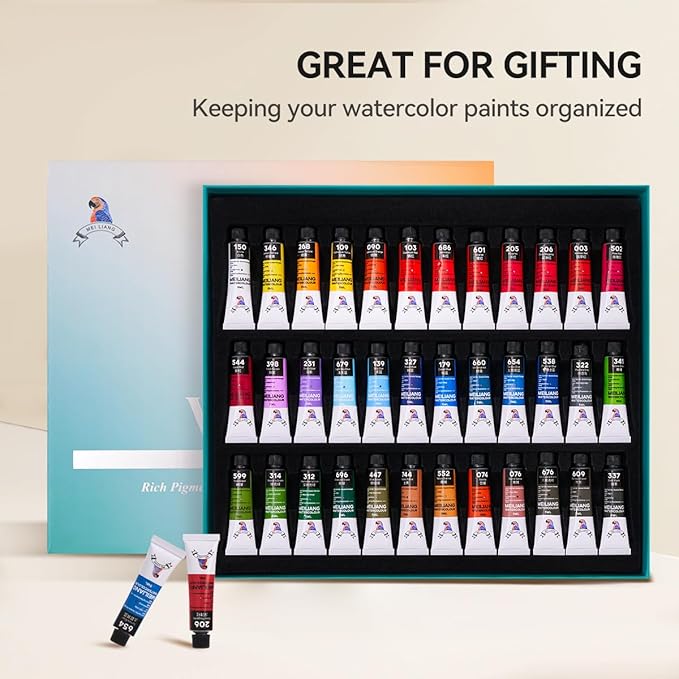 MeiLiang Watercolor Paint Set 36 Vibrant Colors 5ml (0.17-oz) Tube, Non-toxic Water Color Paints, Watercolors Painting Art Supplies, Painting Kits for Adults & Teens Beginners