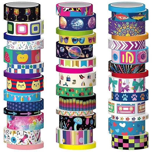 Gold Foil Washi Tape Set - 42 Rolls Decorative Masking Tape for Crafts Supplies, Scrapbooking, Bullet Journal, Party Decoration, DIY Arts & Crafts, Planner