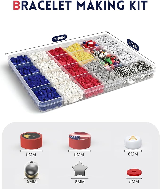 Bracelet Making Kit - Swift Friendship Beads Bracelet Kit for Jewelry Making (Red and Blue)