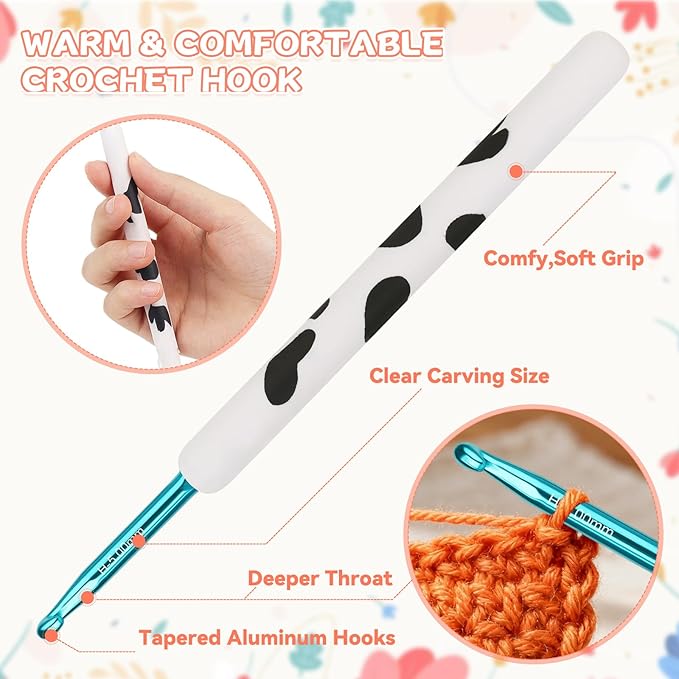Coopay Crochet Hooks, Crochet Hook with Soft Polymer Clay Handle and Attached Bracelet - Stylish & Practical - 5.0mm (H-8)