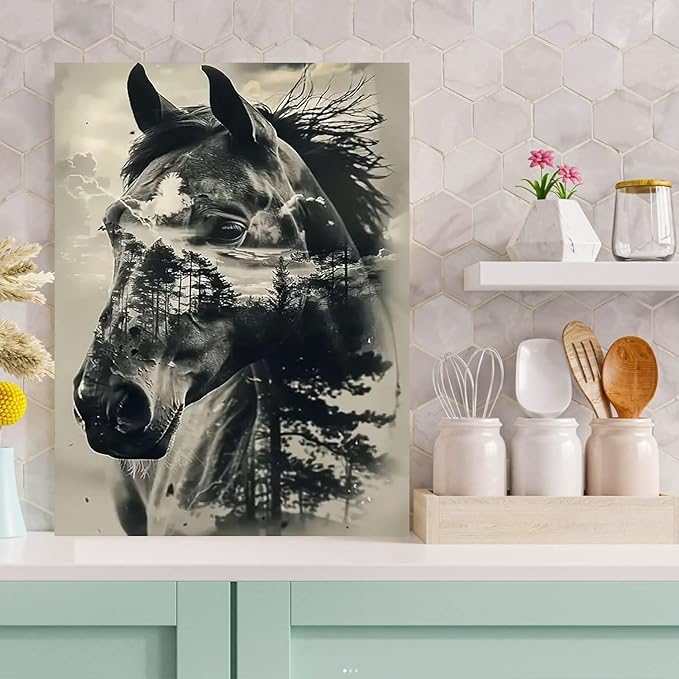 Meothan Diamond Art Kits for Adults, 5D DIY Horse Diamond Painting Kits for Beginners, Diamond Dots Gem Arts Crafts Kits for Living Room Bedroom Home Wall Decor Offices12X16 Inch