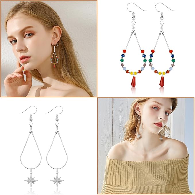 360pcs jewelry making earrings supplies beading hoop earring finding,earring hooks,jump rings,earrings backs for diy craft jewelry making(white k,teardrop)