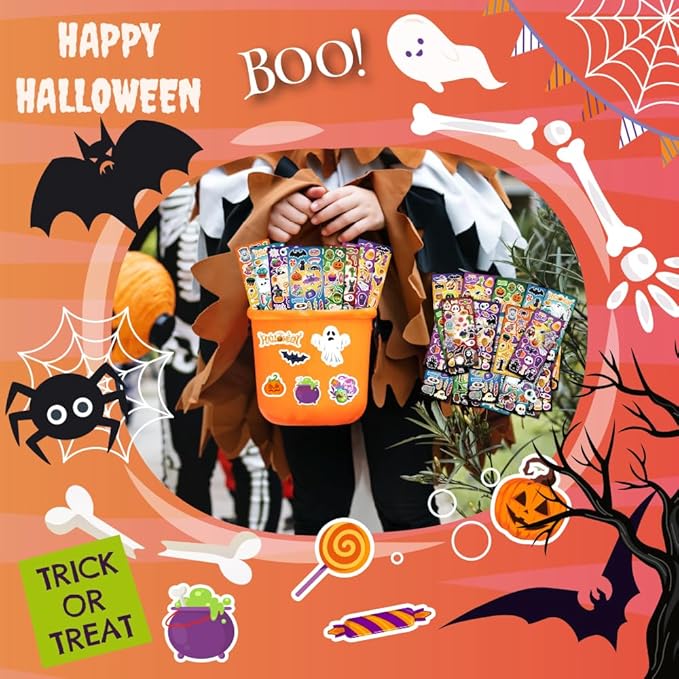 40 sheets cute halloween stickers, 800+ stickers, halloween crafts & games for kids, great for decoration