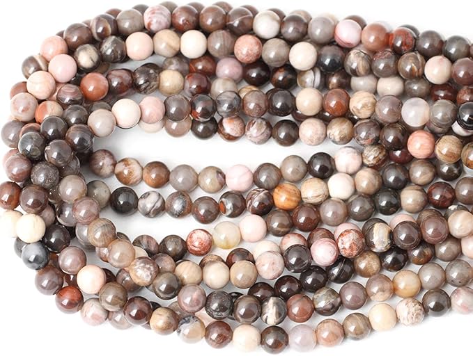 cheavian 45pcs 8mm natural silicified wood jade gemstone round loose beads for jewelry making diy findings 1 strand 15"