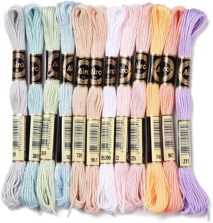 12 Skeins 105 Yards Variegated Embroidery Thread Embroidery Floss 6 Strands Macaron Friendship Bracelet String Cross Stitch Threads for Jewelry Making Bracelet Knitting Stitching DIY Supply