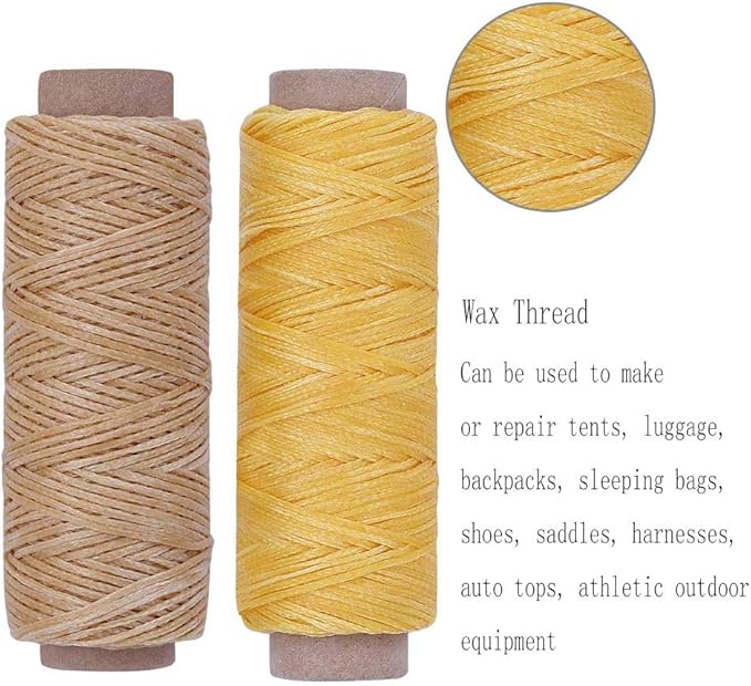 BUTUZE 550Yards Leather Sewing Waxed Thread,150D 55Yards Per Spool Stitching Thread for Craft DIY,Bookbinding,Shoe Repairing,Leather Sewing