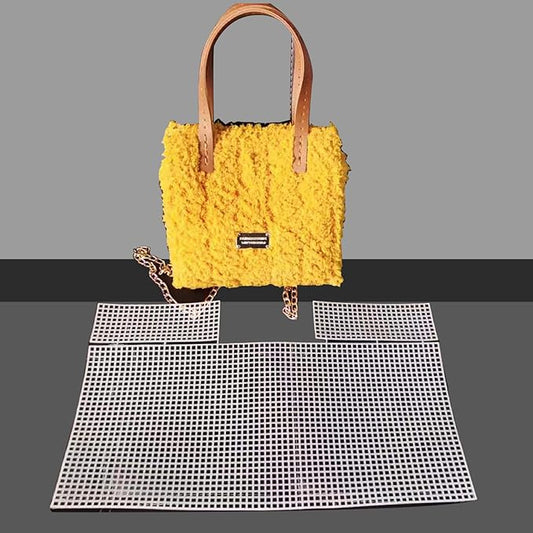 Allazone 39 PCS Clear Plastic Mesh Canvas Sheets for Embroidery, Plastic Canvas Plastic Mesh Sheets with 2 Color Acrylic Yarn for DIY Sewing Bag