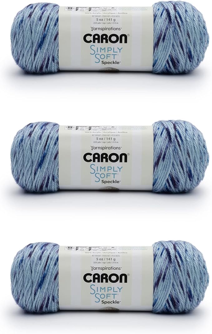Caron Simply Soft Galaxy Speckle Yarn - 3 Pack of 141g/5oz - Acrylic - 4 Medium (Worsted) - 235 Yards - Knitting/Crochet