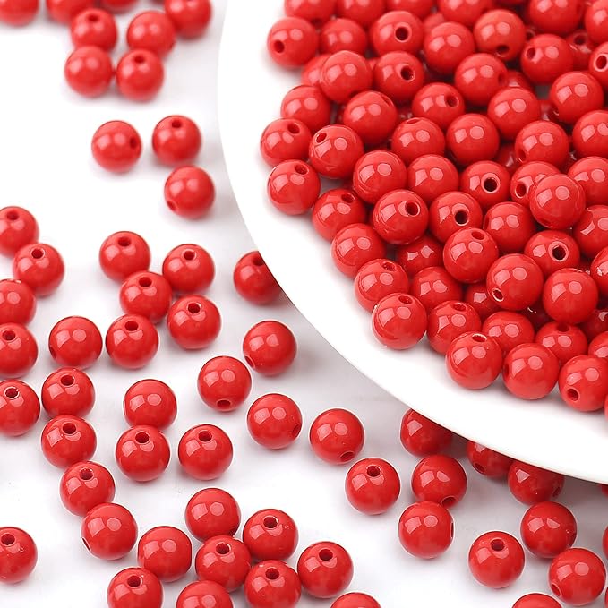 bonny boxx 100pcs 12mm smooth red acrylic round beads, plastic resin bubblegum balls chunky gumball beads for necklace and bracelet making, crafting supplies