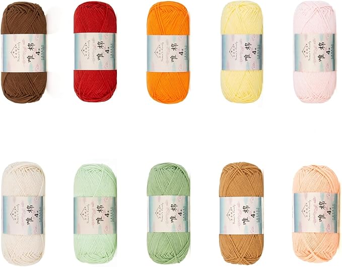 Susan’s Family 4‑Ply Yarn Combo 10 Packs – 60% Cotton 40% Acrylic Yarn for Knitting & Crochet, DIY Scarf & Blanket Pattern & Video Tutorials, Handmade Gift - Color Master (16#Crimson Marigold)