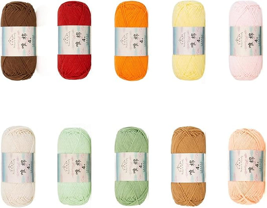 Susan’s Family 4‑Ply Yarn Combo 10 Packs – 60% Cotton 40% Acrylic Yarn for Knitting & Crochet, DIY Scarf & Blanket Pattern & Video Tutorials, Handmade Gift - Color Master (16#Crimson Marigold)