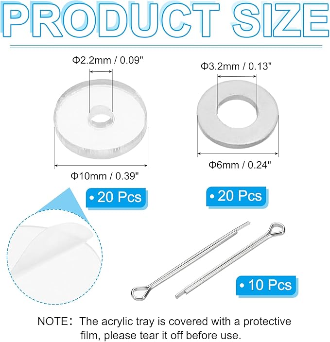 PATIKIL 10mm Doll Joints, 10 Set Removable Cotter Pin Joints Connector and Acrylic Tray for Bear Limbs Making Head Joints DIY Crafts Accessories