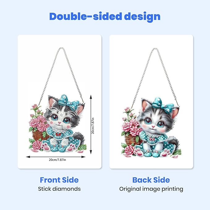 MXJSUA Big Eyes Cat Diamond Art Hanging Kits for Adults Beginners, DIY Acrylic Special Shaped Crystal Diamond Gem Drills Pendant Art Painting Ornament for Home Wall Decor Gift