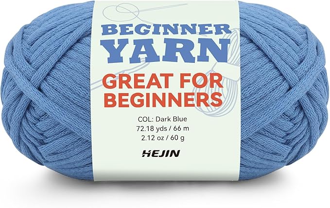 60g Dark Blue Yarn for Crocheting and Knitting;66m (72yds) Cotton Yarn for Beginners with Easy-to-See Stitches;Worsted-Weight Medium #4;Cotton-Nylon Blend Yarn for Beginners Crochet Kit Making