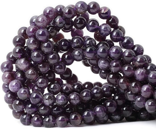 cheavian 45pcs 8mm natural amethyst gemstone round loose beads crystal energy stone healing power for jewelry making 1 strand 15"