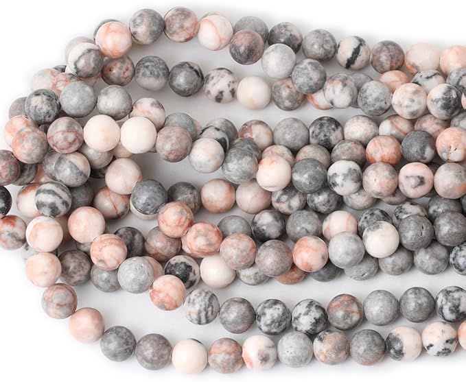 cheavian 35pcs 10mm natural pink zebra jasper round loose beads for jewelry making diy handmade 1 strand 15"
