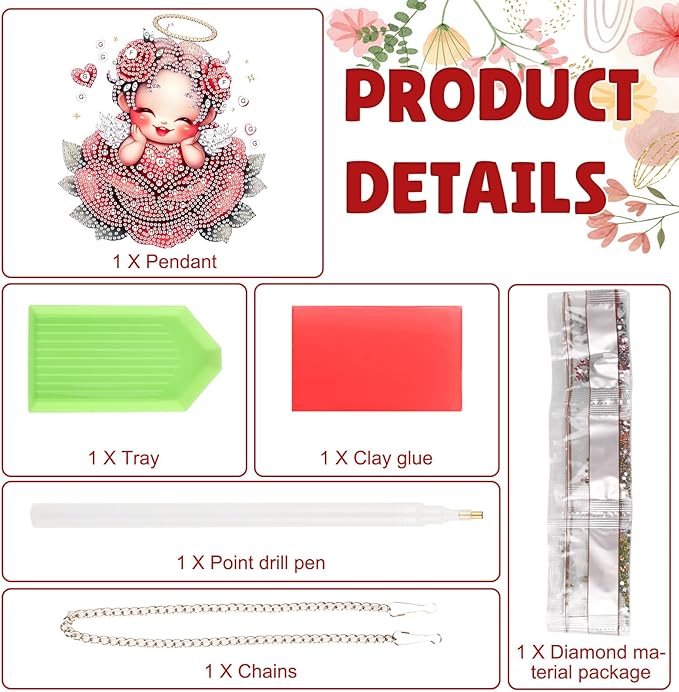 DOMROM Fairy Diamond Art Hanging Kits for Adults Beginners, Special Shaped Crystal Diamond Painting Fairy Pendant, DIY Diamond Art Suncatchers for Home Garden Wall Decor Gift