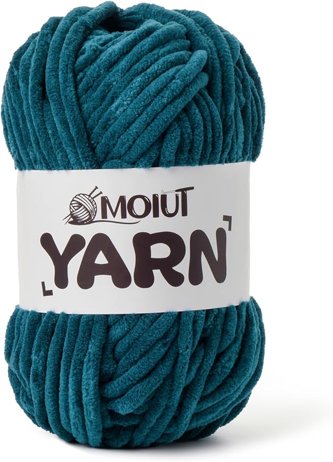 Fluffy Chenille Yarn for Crocheting, Chunky Velvet Yarns for Crochet Amigurumi, Baby Yarn for Crocheting Soft Blanket, 87.4yds /3.5 oz Bulky Yarns for Crafts/Hats/Shoes/Socks (Denim Blue)