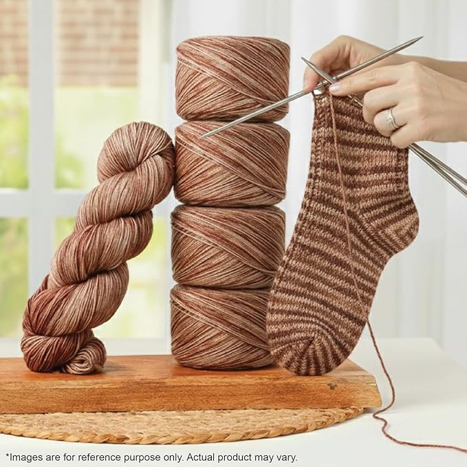 KnitPro Symfonie Fingering Weight Hand Dyed Variegated Yarn Skein | Extra Fine Merino Wool & Polyamide Blend for Knitting & Crocheting, Oeko-TEX Certified 400m, 100g | Terra Mocha