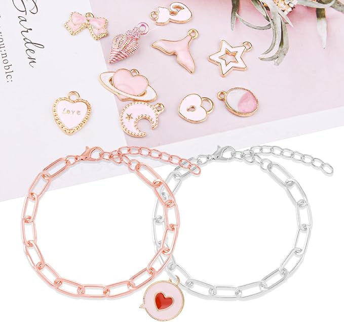 20pcs Chain Bracelets Kit Alloy Link with Lobster Clasps for Christmas DIY Women Jewelry Findings Bracelet Making (Silver & Rose Gold)