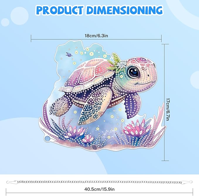 Bowetile Sea Turtle Diamond Art Hanging Kits for Adults, 5D Special Shape Diamond Painting Animals Kits, Animal Gem Art Suncatchers Painting Pendant Ornament for Home Garden Wall Decor