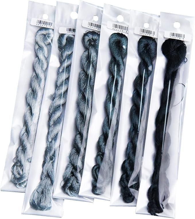 Natural 100% Silk Thread, Handmade Embroidery Thread Silk Floss 6 Colors 110m Each (79)