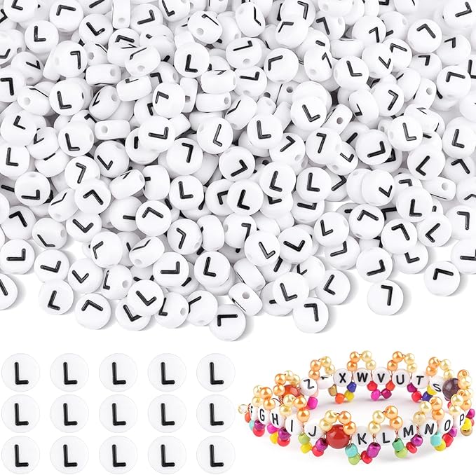 1500pcs Letter L Beads Bulk, Letter Beads, Alphabet Bead for Friendship Bracelets, Jewelry Making Supplies,DIY Making Kit