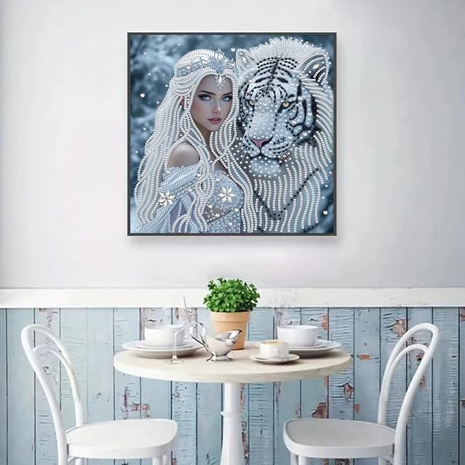 GEMFAMILY Animal Diamond Art Kits for Adults Beginner,Special Shape Diamond Painting Kits for Queen Tiger,DIY Crystal Rhinestones Painting for Home Wall Decor 11.8 x 11.8 Inch