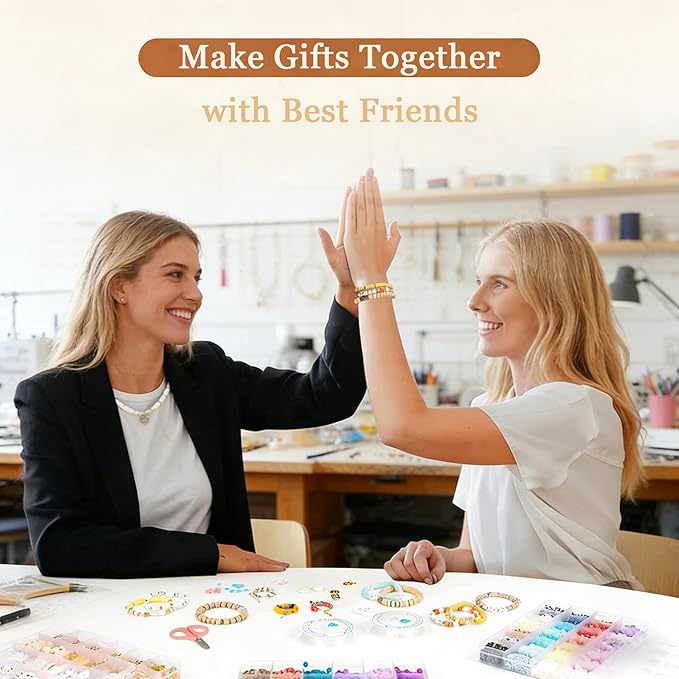 Z ZACHÉ Clay Beads Bracelet Making Kit for Women DIY Friendship Jewelry Kit with Letter Beads Charms Arts Crafts Kit Gift for Women