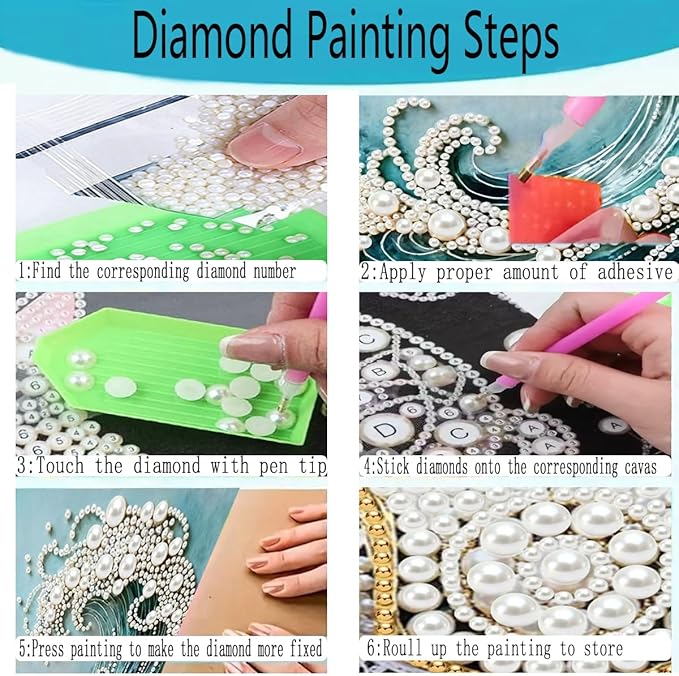 GEMFAMILY Violet Pearl Diamond Art Kits for Adults,DIY Special Shaped Diamond Painting Kit for Beginners,5D Diamond Painting Pearl Gem Art for Home Wall Decor 12 X 16 Inch