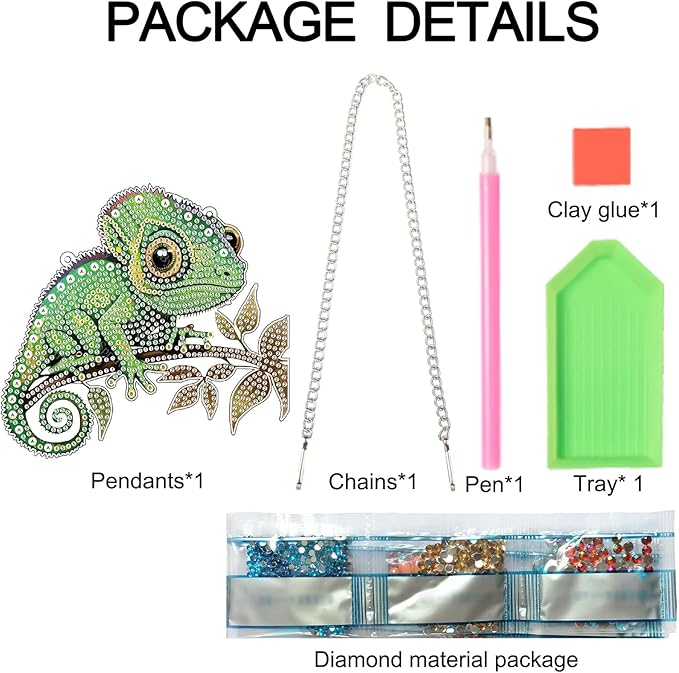 AiYuanzsh Diamond Painting Kits Hanging Pendant, Animal Chameleon Diamond Art Hanging Sign DIY Special Shaped Crystal Pendant Ornaments for Door Wall Window Home Xmas Halloween Decor