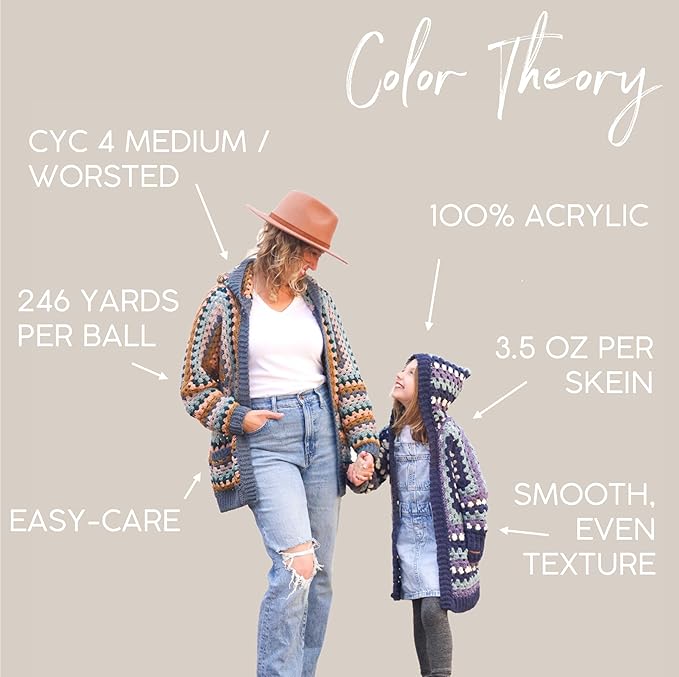 Lion Brand Yarn, Color Theory Worsted Weight Yarn for Knitting and Crochet, Paradiso, 3 Pack, Acrylic Fiber with Modern Color Palette, Perfect for Sweaters, Hats and Cozy Blankets