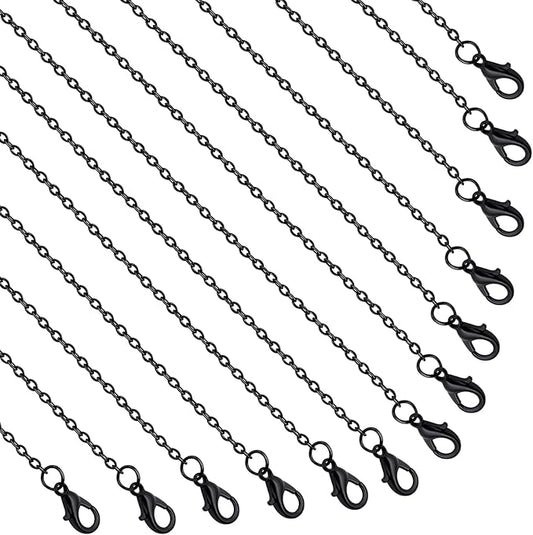 lemonkey 24 pack necklace chains bulk,black plated diy cable link chains for jewelry making 18 inches