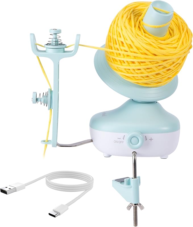 Electric Yarn Winder M1 for Crocheting, Compact Yarn Cake with Strong Tension, Stepless Speed, Automatic Wool Spinner, Ideal Helper for Knitting Lovers (Mint Green)